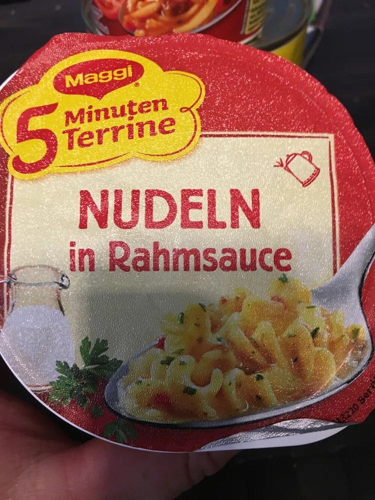 5 Min. Terrine Nudeln in Rahmsauce