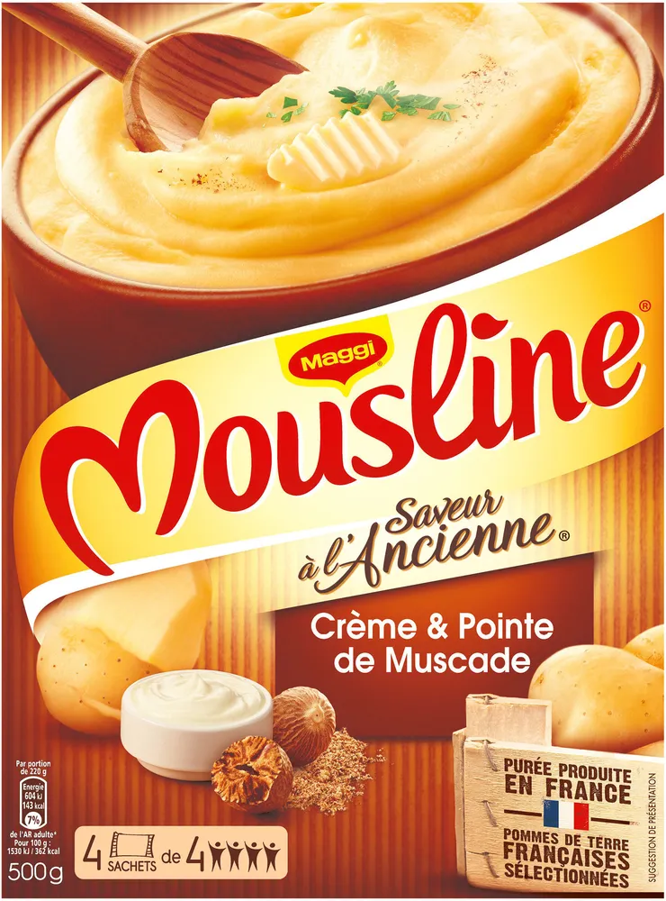MOUSLINE Purée Crème & Pointe de Muscade 500g (4x125g)