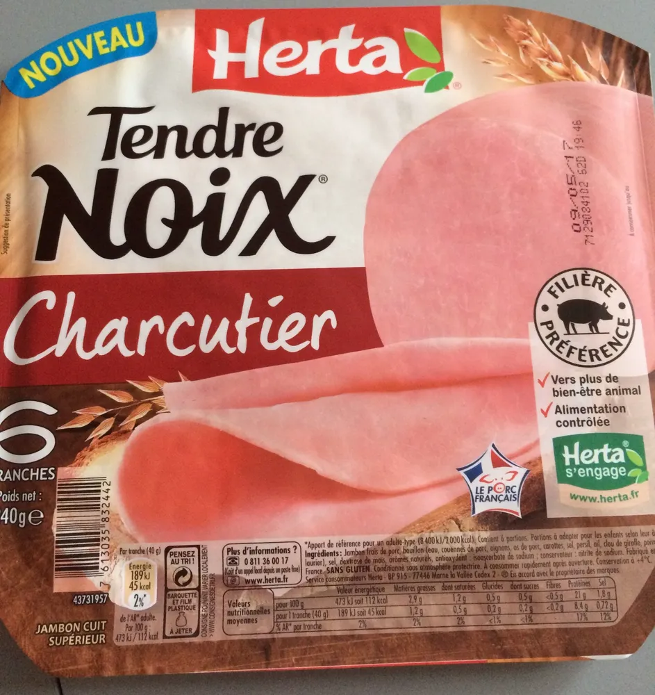 Jambon tendre noix 6 tranches