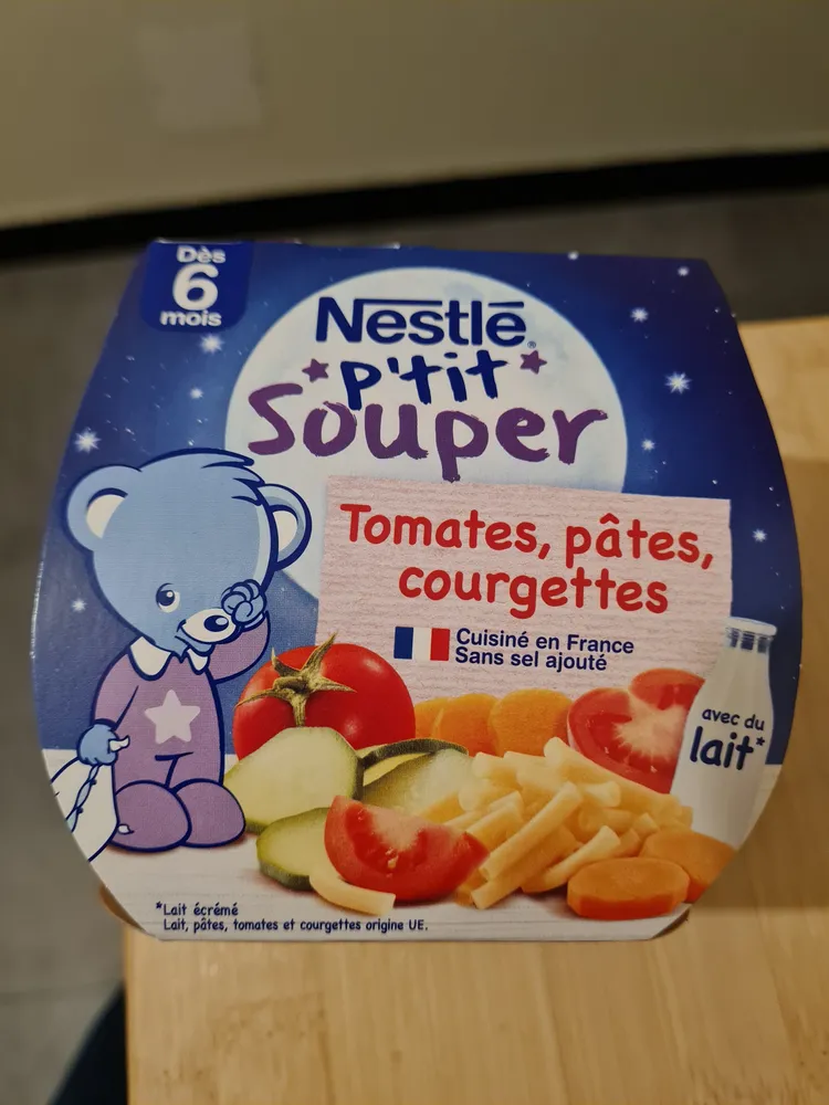 Plat bébé 6 + mois tomates pâtes P'tit Souper