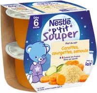 NESTLE P'TIT SOUPER Carottes Courgettes Semoule -2 x 200g - Dès 6 mois
