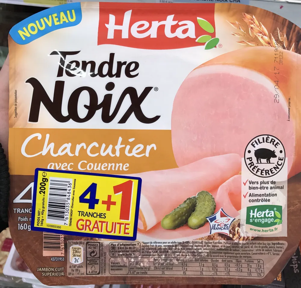 Tendre noix Charcutier avec couenne (4+1 gratuite)