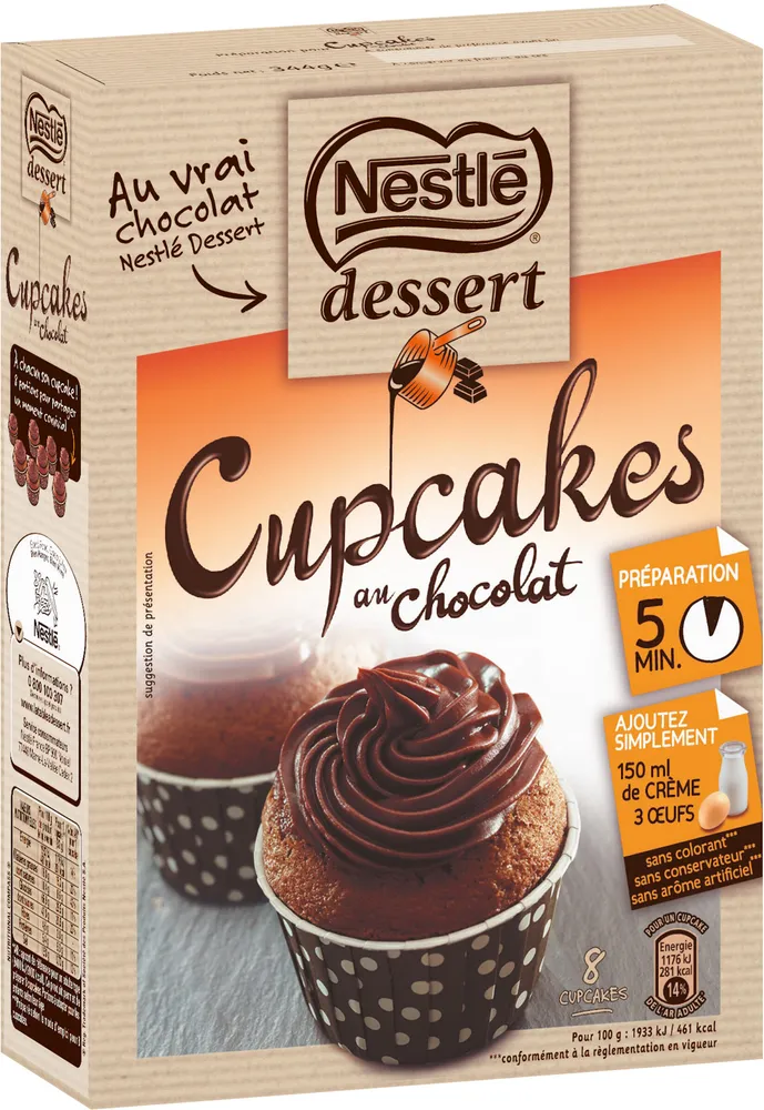 NESTLE DESSERT préparation pour Cupcakes au chocolat 344g