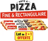HERTA Pâte à Pizza fine et rectangulaire LOT 2+1 OFT