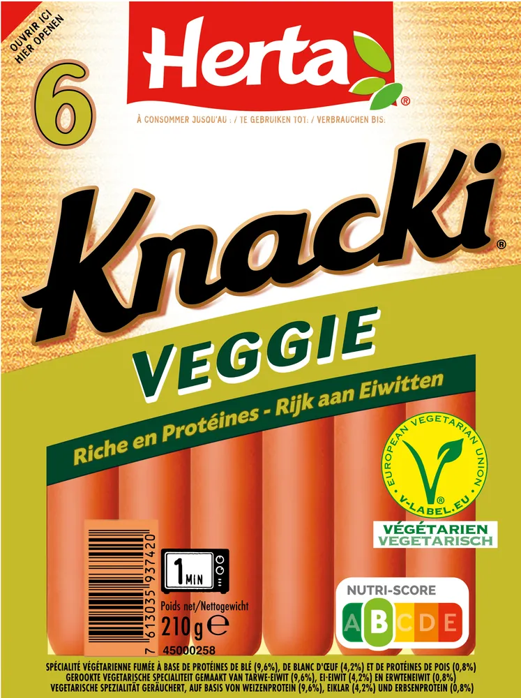 HERTA Knacki Veggie Saucisses végétales x6 -210g