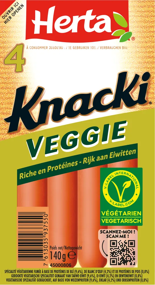 HERTA Knacki Veggie Saucisses végétales x4 -140g