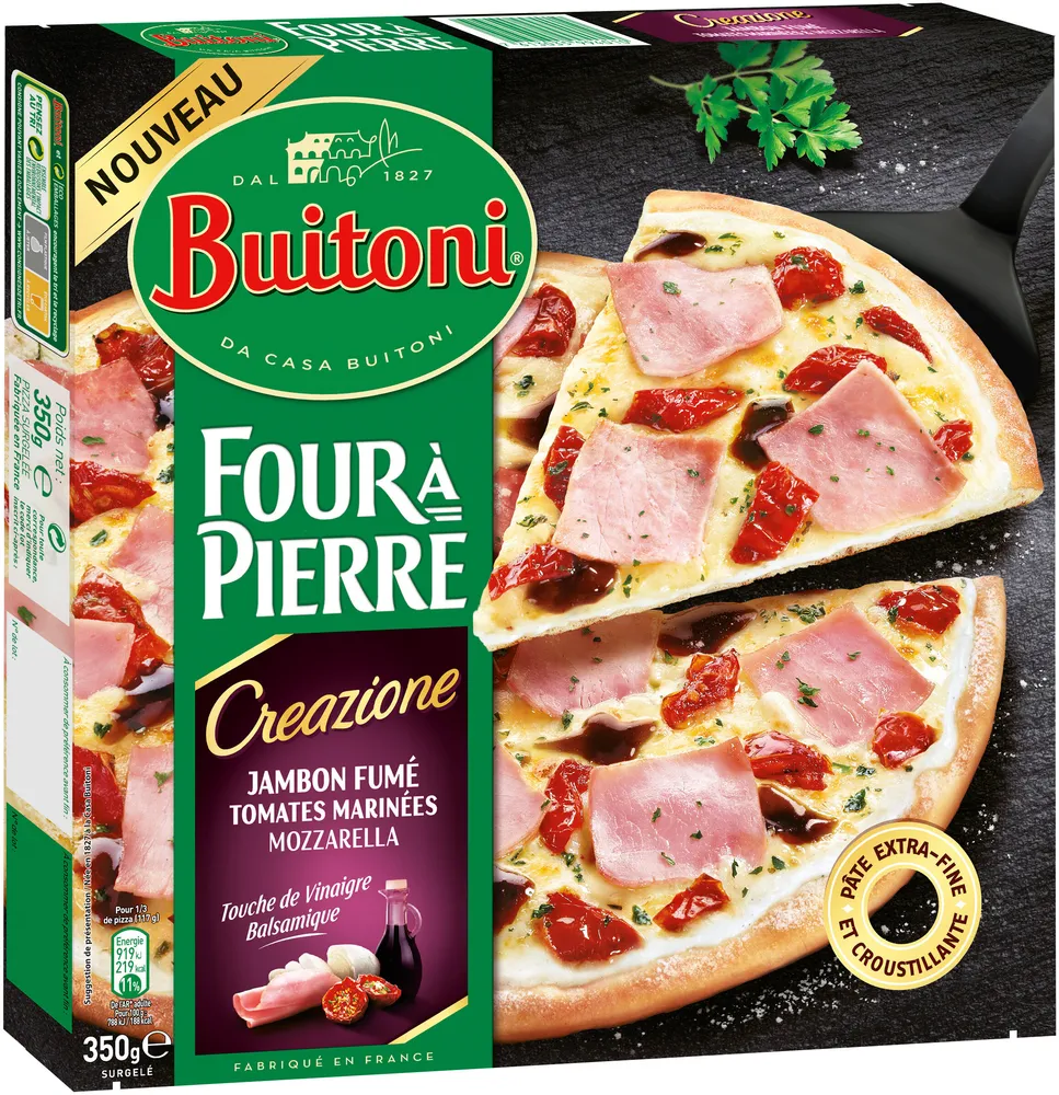 BUITONI FOUR A PIERRE CREAZIONE pizza surgelée Jambon Fumé 350g