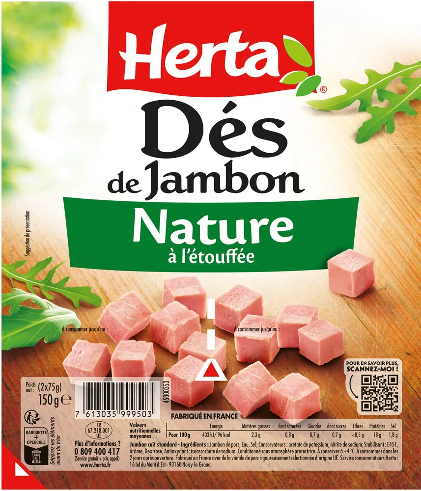 HERTA Dés de Jambon - 2x75g