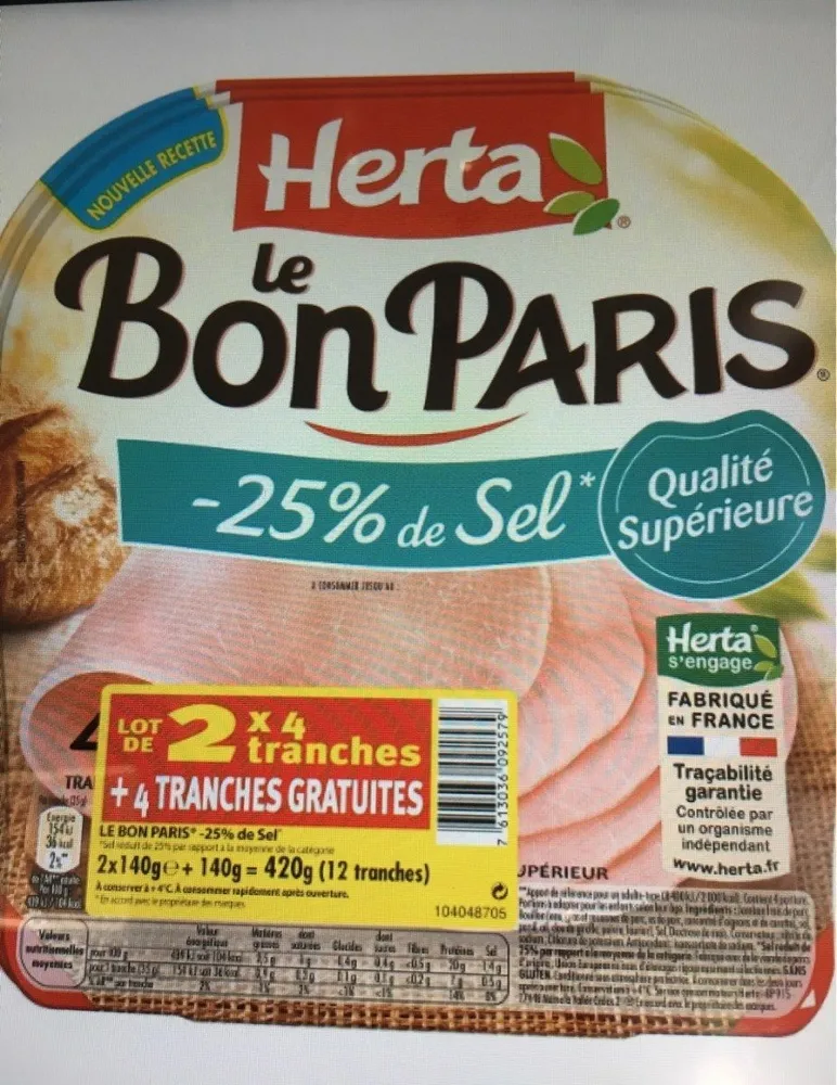 Le bon paris -25% de sel
