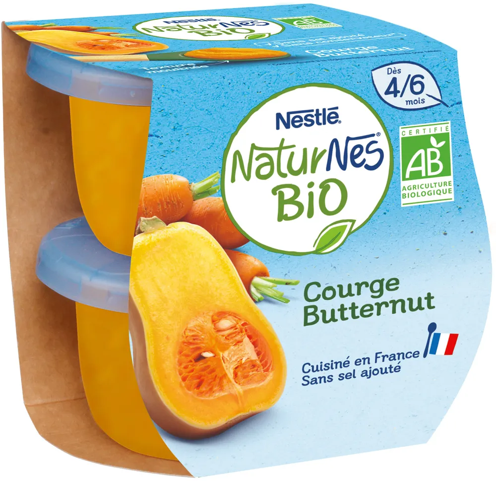 NESTLE NATURNES BIO CourgeButternut 2x130g -Dès 4/6mois