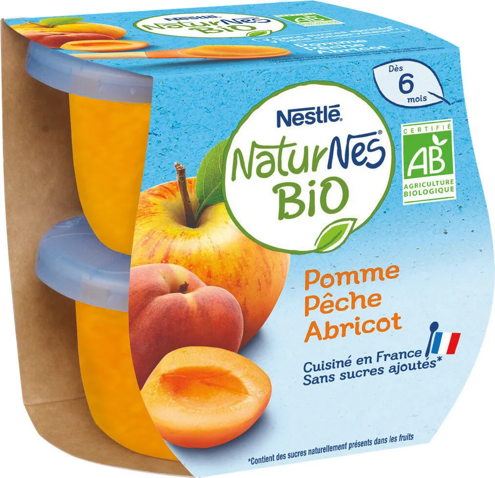 Compotes bébé bio pomme pêche abricot