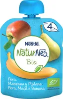 Postre de pera, manzana y plátano desde meses bolsita