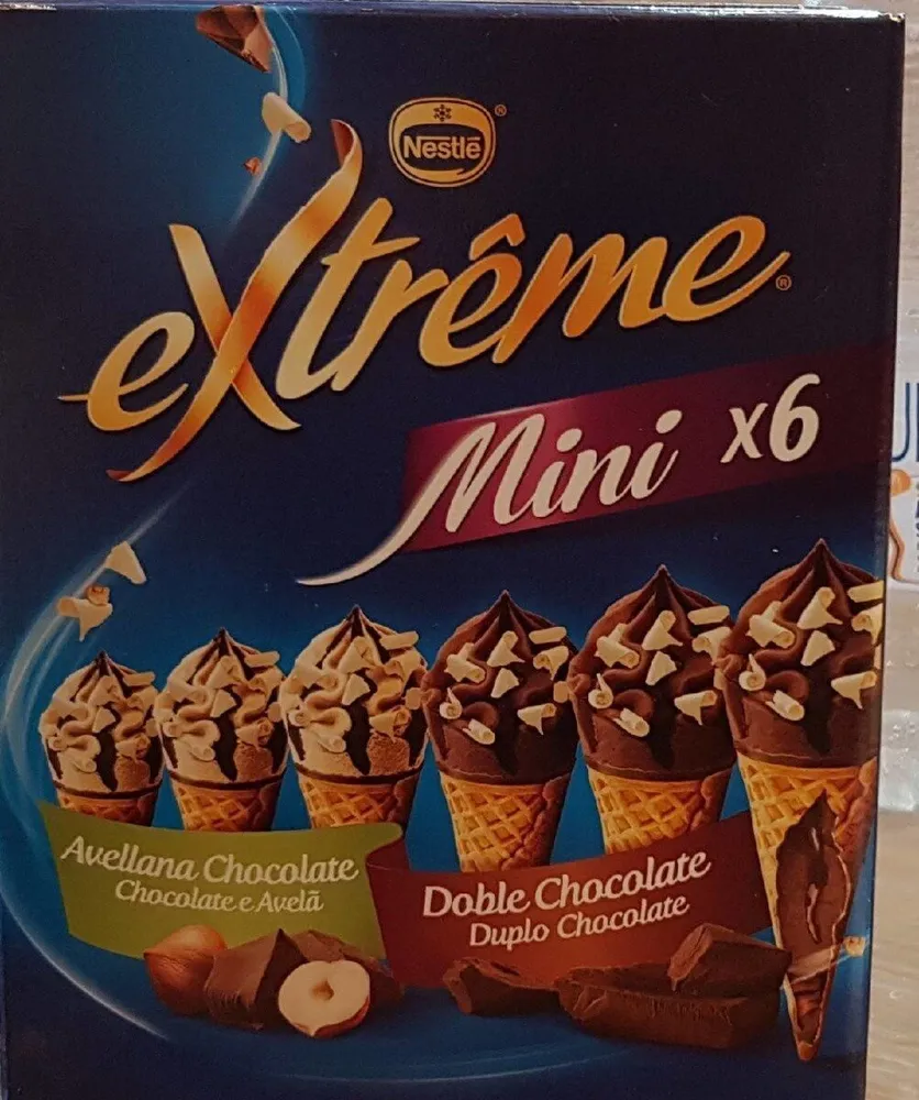 Extreme mini conos de helado de avellana y chocolate