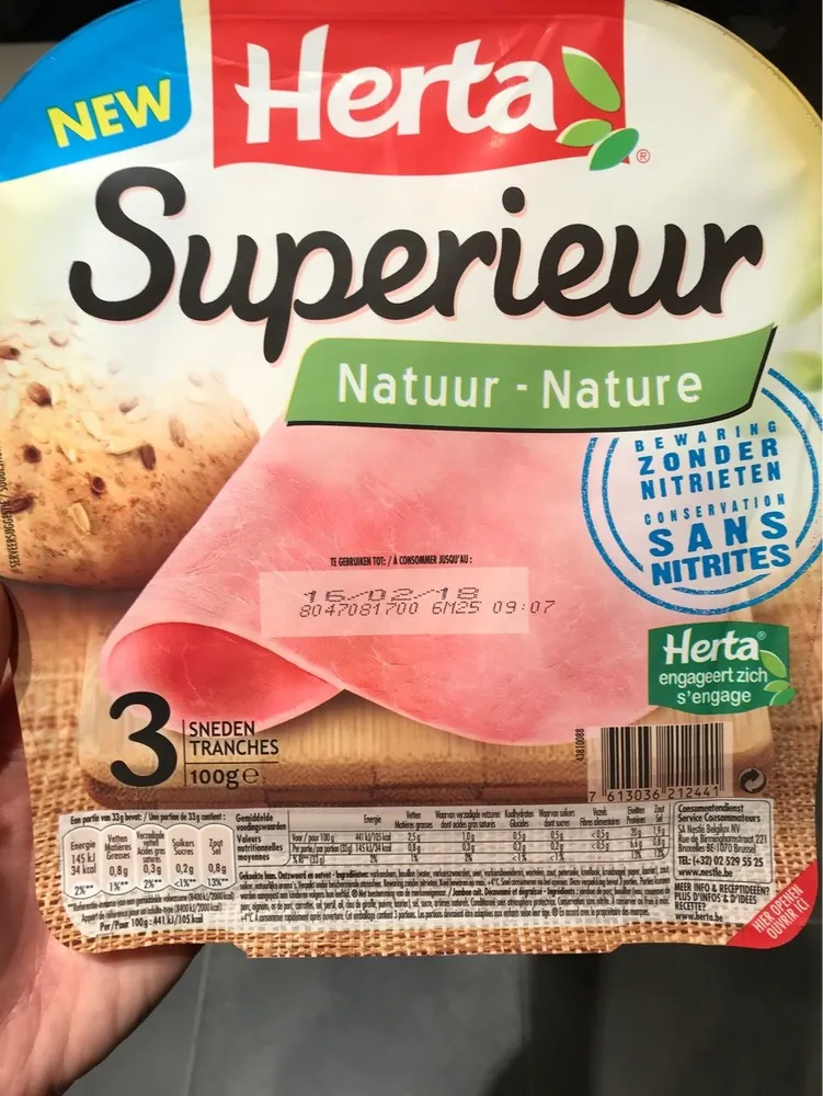 Jambon supérieur nature sans nitrite