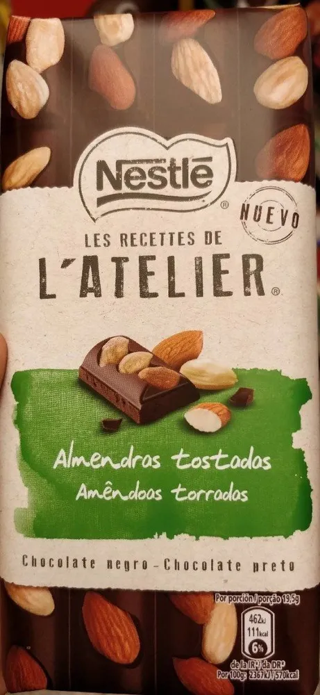 Chocolate negro con almendras tostadas