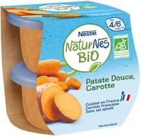 NESTLE NATURNES BIO Petits Pots Bébé Patat Douc Carot2x130g-Dès4/6mois