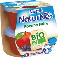 NESTLE NATURNES BIO Compotes Bébé Pomme Mûre 2x115g -Dès 6 mois