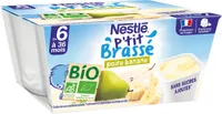 NESTLE P'TIT BRASSE BIO Poire Banane 4 x 90g - Dès 6 mois