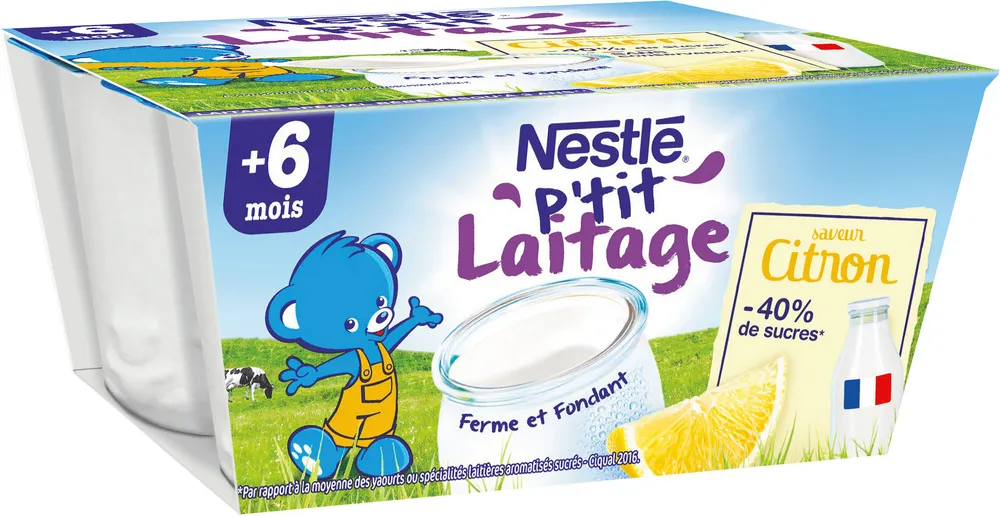 NESTLE P'TIT LAITAGE Saveur Citron 4 x 100g