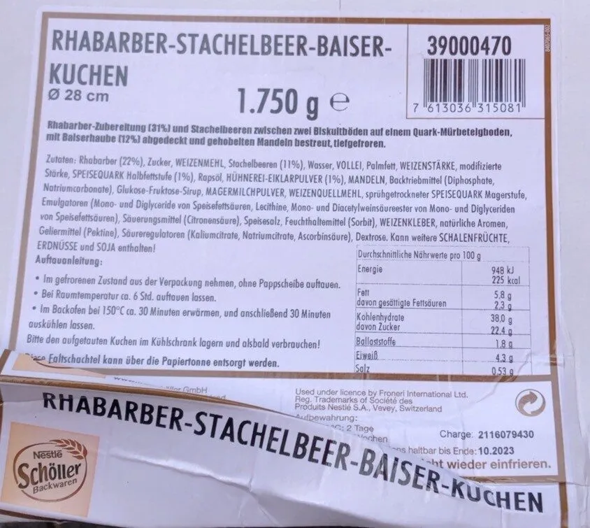 Rhabarber Stachelbeer Baiser Kuchen