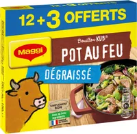 MAGGI Bouillon KUB Pot-au-feu Dégraissé x12+3 cubes Offerts