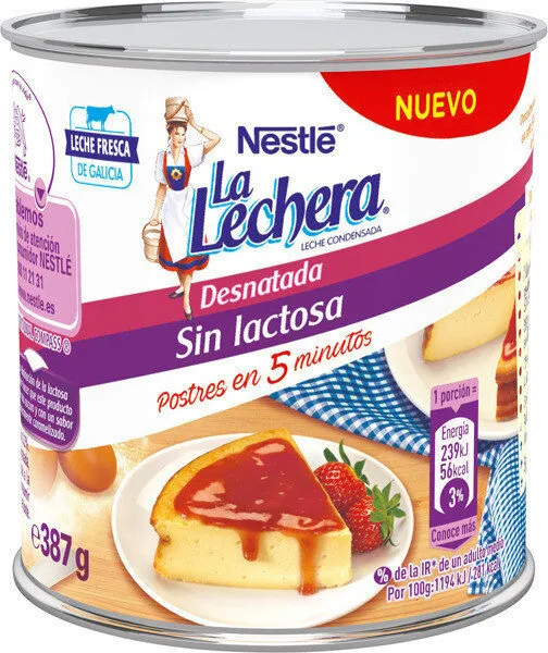 Leche condensada desnatada sin lactosa