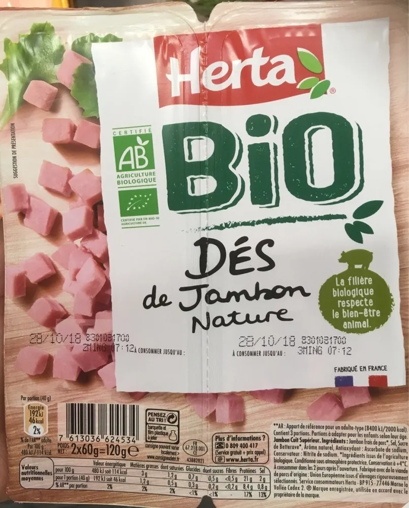 Dés de jambon nature