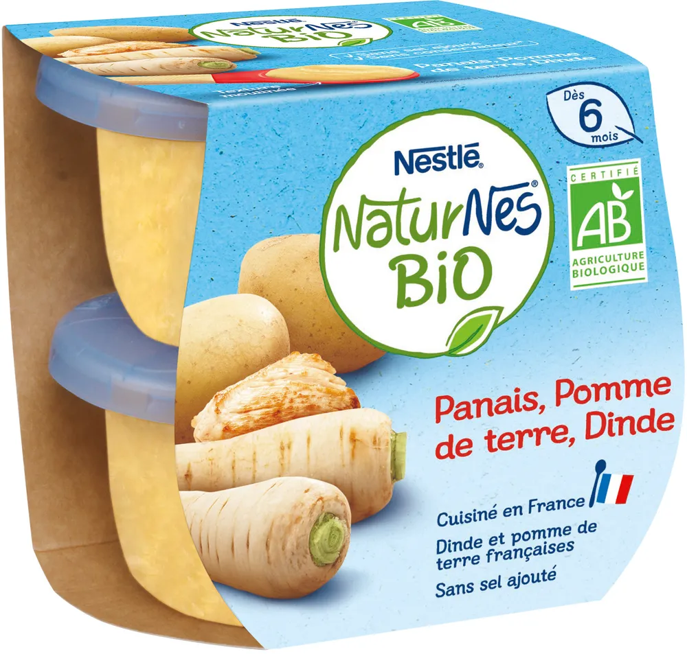 NESTLE NATURNES BIO Panais Pomme de Terre Dinde-2x190g-Dès 6 mois