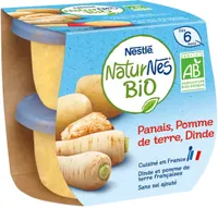 NESTLE NATURNES BIO Panais Pomme de Terre Dinde-2x190g-Dès 6 mois