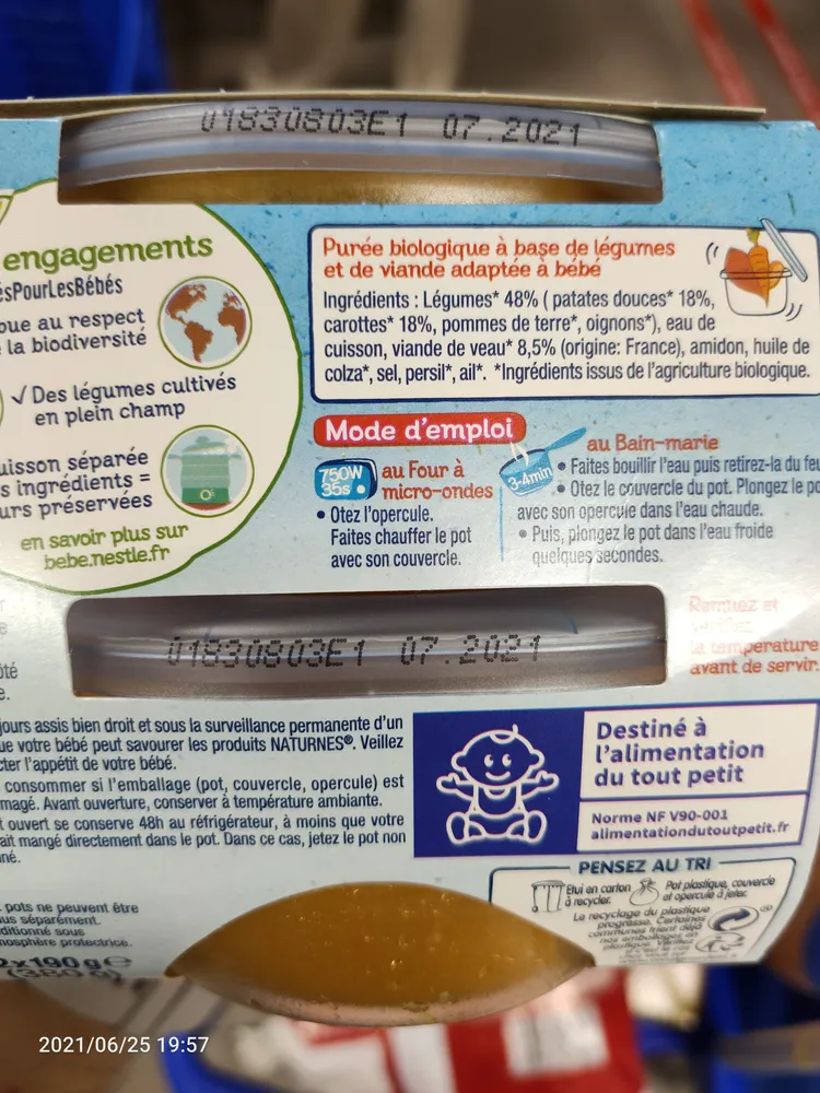 Patate douce carotte veau