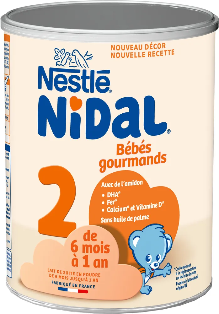 NESTLE NIDAL 2 Bébés Gourmands Lait de suite 2ème âge 800g de 6 mois à 1 an