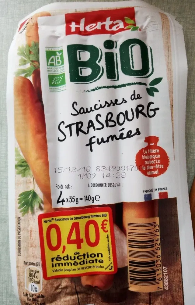Saucisses de Strasbourg fumée BIO