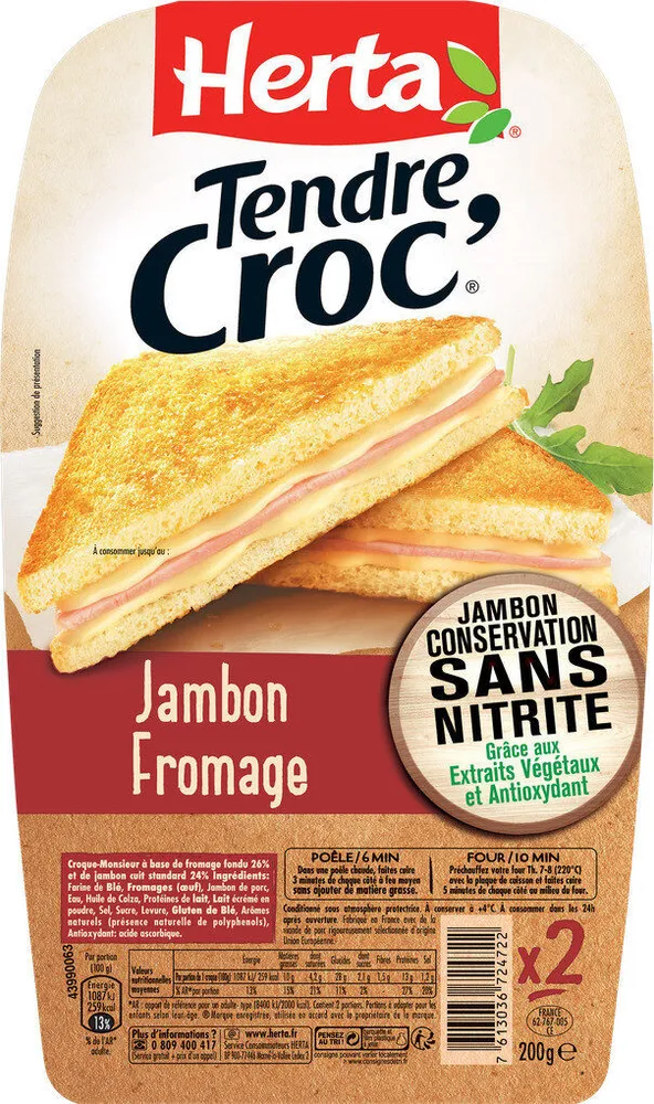 Croque-monsieur jambon sans nitrite fromage