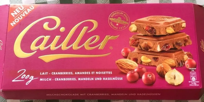 Lait cranberries amandes noisettes