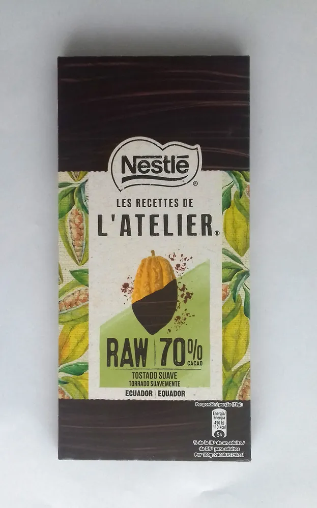 Raw chocolate negro de ecuador tostado suave