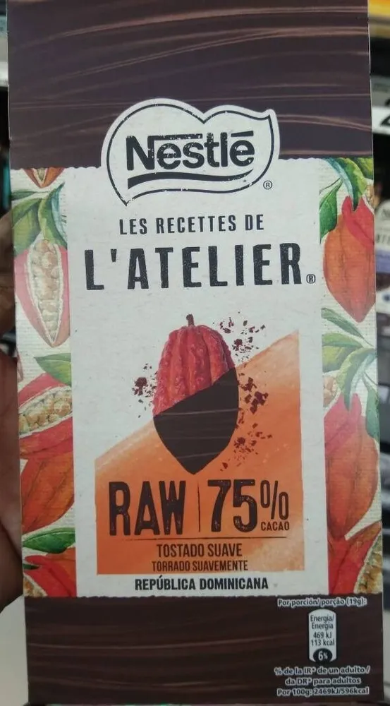 Raw chocolate negro de república dominicana tostado suave