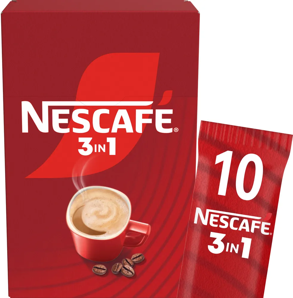 NESCAFÉ 3en1, Café soluble au lait sucré, Boîte de 10 sticks de 16,5g