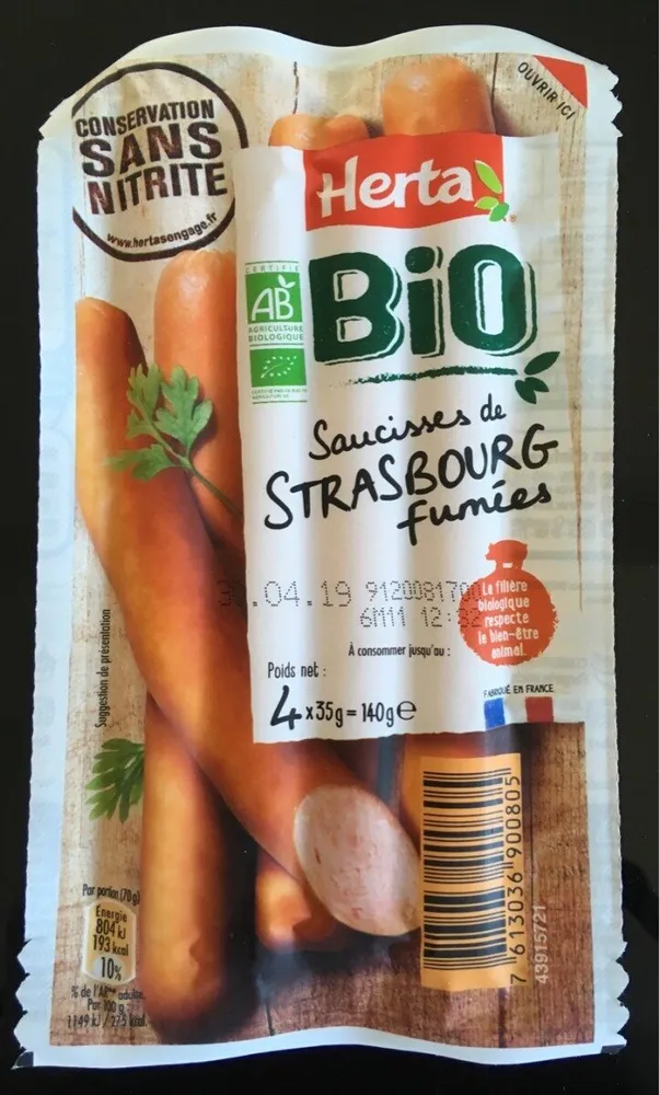 Saucisses de strasbourg fumées bio conservation sans nitrites