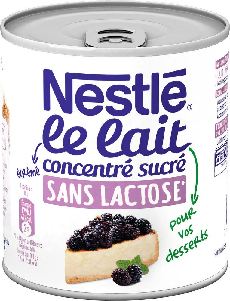 NESTLE® Lait Concentré Sucré Sans Lactose à pâtisser boîte 387g