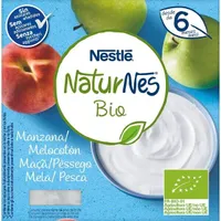 Postre lácteo de manzana y melocotón azúcares