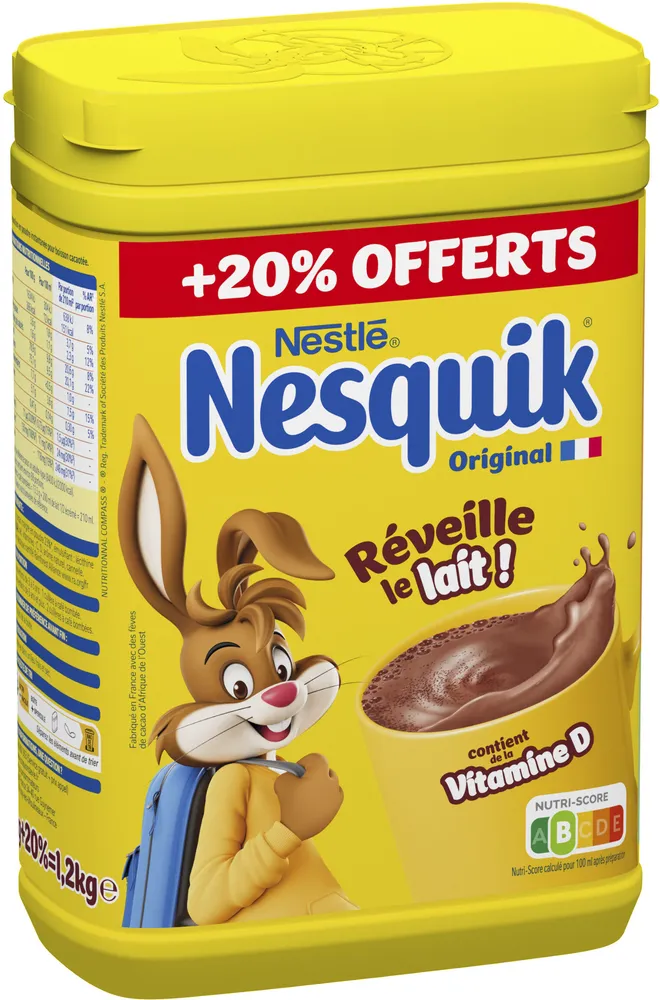 NESQUIK Poudre cacaotée boîte 1Kg + 20% offert