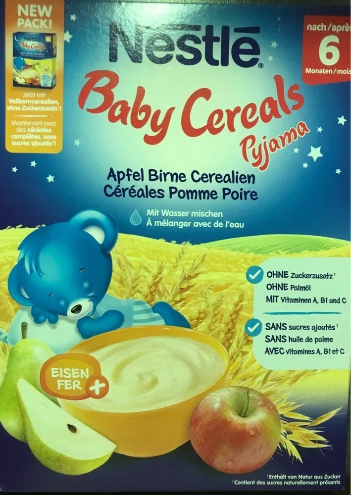 Baby cereals pyjama pomme poire