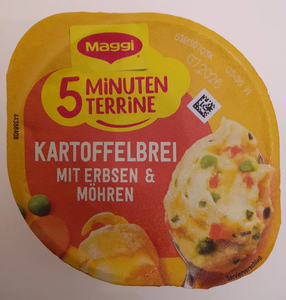 5 Minuten Terrine – Kartoffelbrei  mit Erbsen & Möhren
