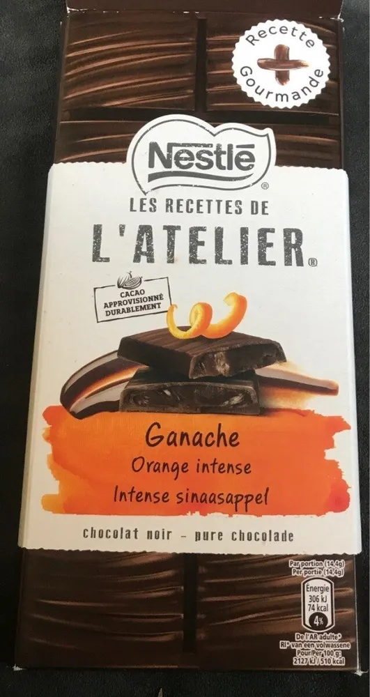 Chocolat noir ganache orange intense
