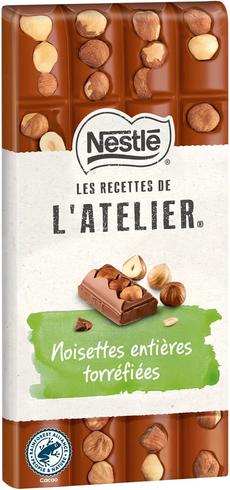NESTLE L'ATELIERTablette Chocolat lait noisettes - 170g