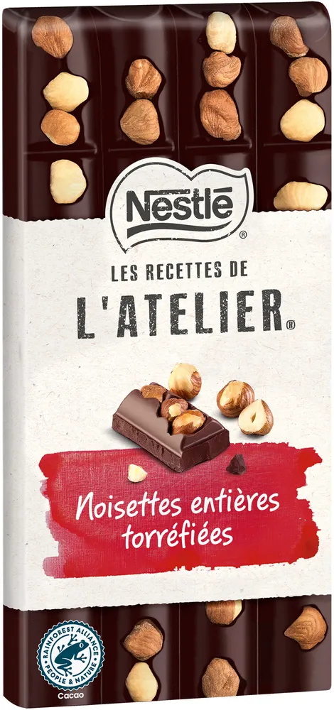 NESTLE L'ATELIER Tablette Chocolat noir noisettes - 170g