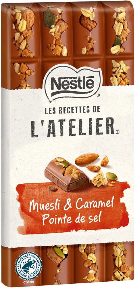 NESTLE L'ATELIER Tablette Chocolat lait muesli - 170g