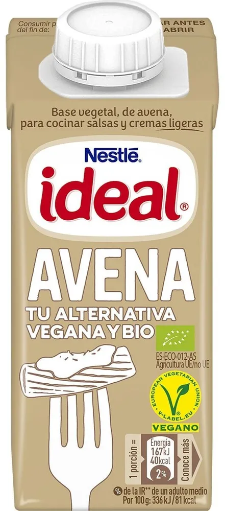 Ideal avena. Alternativa vegana y bio