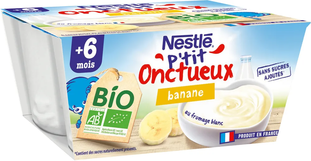 NESTLE P'TIT ONCTUEUX BIO Banane 4x90g