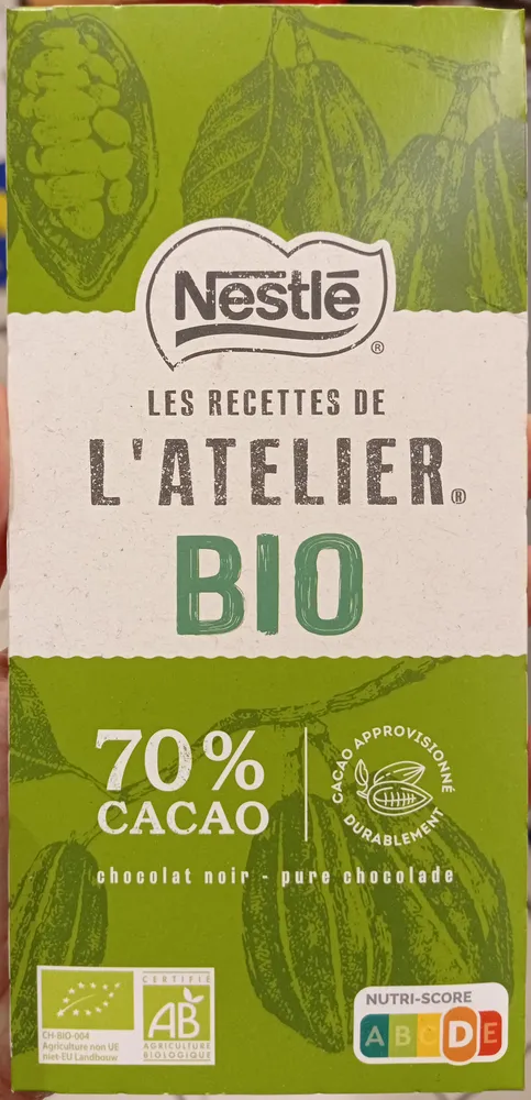 Les recettes de l'atelier bio 70% chocolat noir
